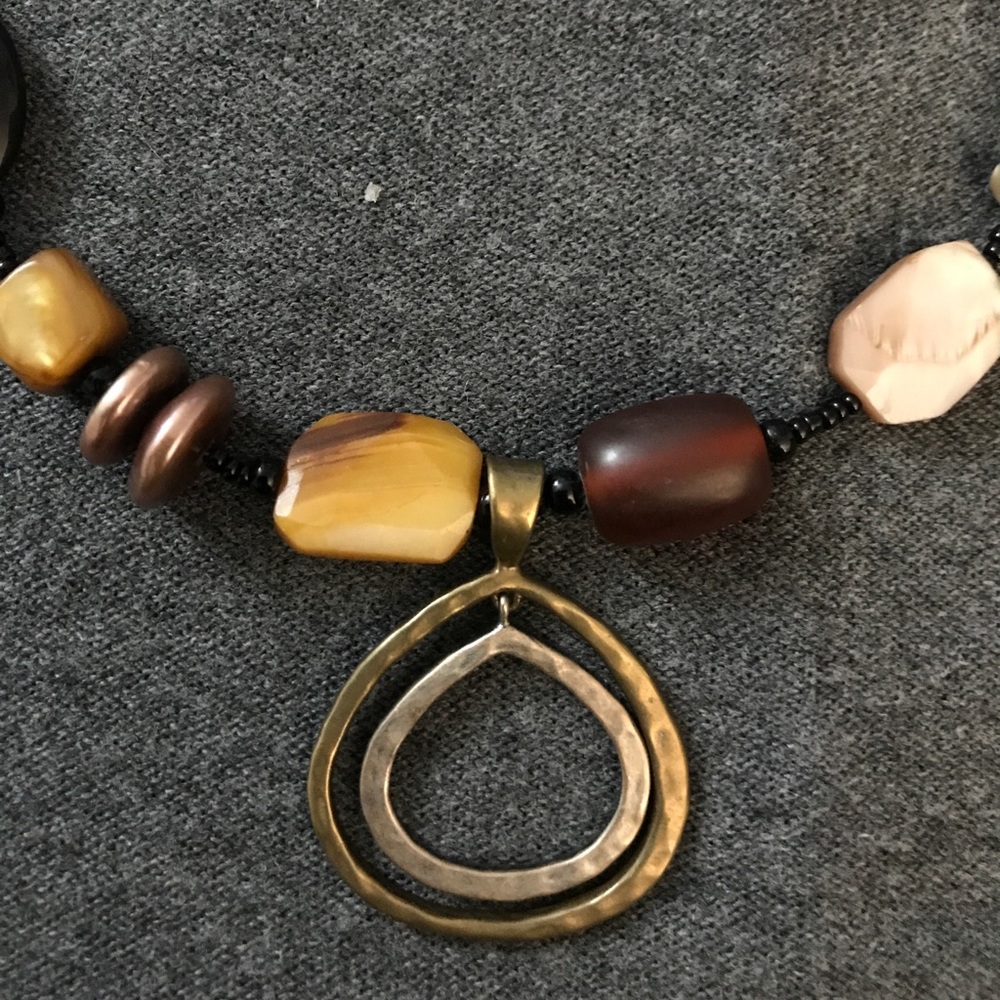 VGUC Silpada Necklace Sterling Silver Pendant brown horn black bronze